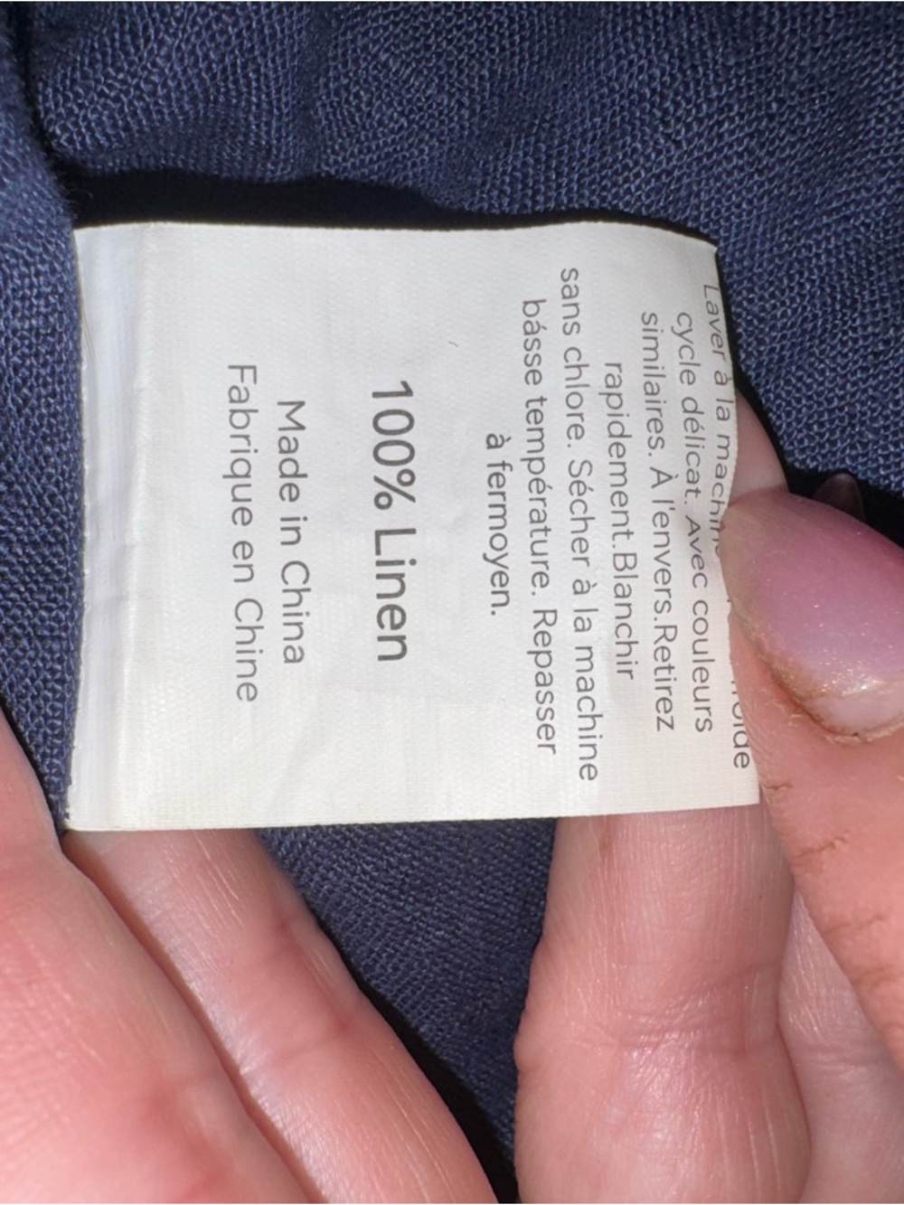 Lintico Medium Navy Blue Linen Midi Dress Short Sleeve V Neck Pocket Minimalist - Picture 5 of 5